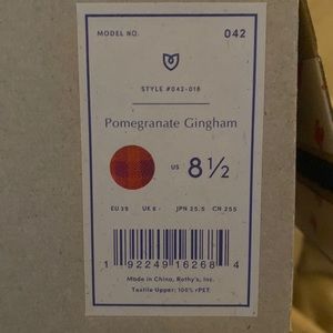 Brand New Pomegranate Gingham Rothy’s Square Toe Flats